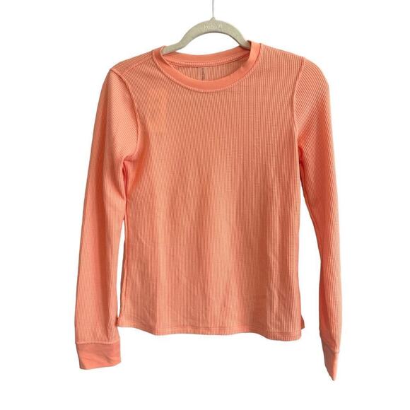 NWT Outdoor Voices The Fast track Waffle Long Sleeve Shirt in Melon Size S - Picture 2 of 5